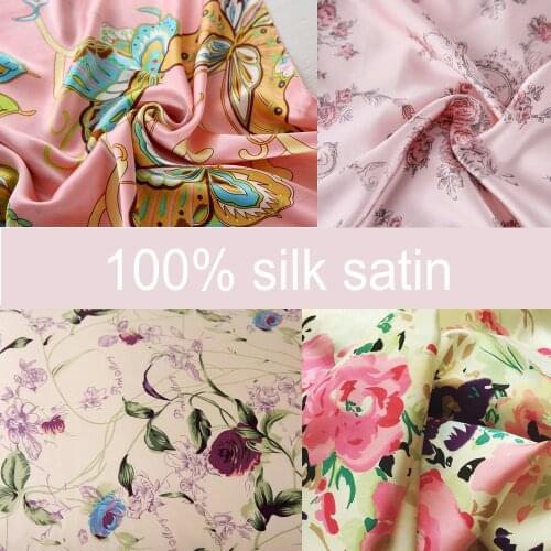 Printed silk satin fabric use silk pillowcase silk dress 100% mulberry silk fabric