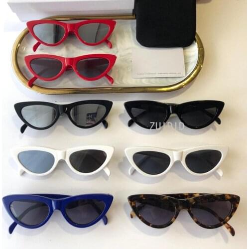 White Acetate Cat Eye Cl41469/s Small Face Steampunk Polarizing Mirrored Red Frame Sunglasses Brand Design Eyewear Women Men