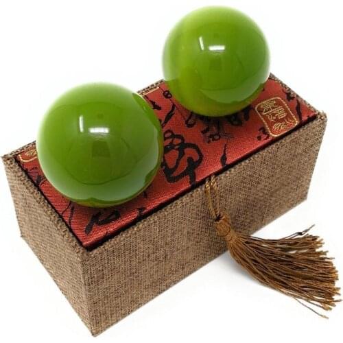 Tiger Eye Baoding Gemstone Quartz Chinese Health Stress Exercise Balls (Green) size 35~38mm have no box