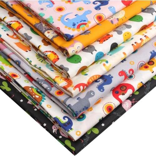 Cotton Fabric By The Meter Cartoon Dinosaur Printed Fabric Sheets for Sewing Patchwork Quilting Bedding Dress Making 45*150cm/pc