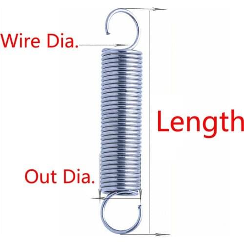 10pcs Extension Springs Hook-End Wire Diamater 0.7mm OD 5mm 6mm 8mm Length 25-160/180/200/220/240/260/280/300mm