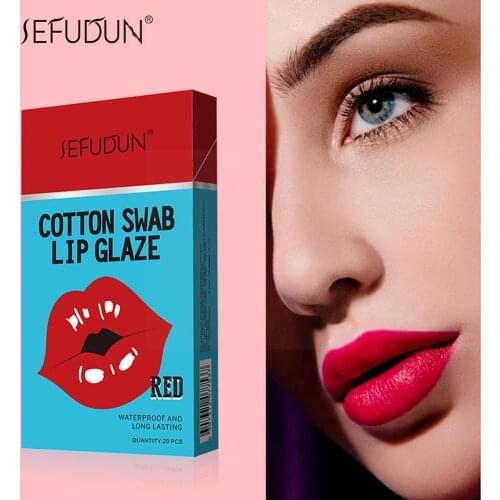 Cigarette Cotton Swab Lip Glaze Dyed Lip Liquid Lipstick Disposable Liquid Non-stick Waterproof Cup Cosmetic G9g5