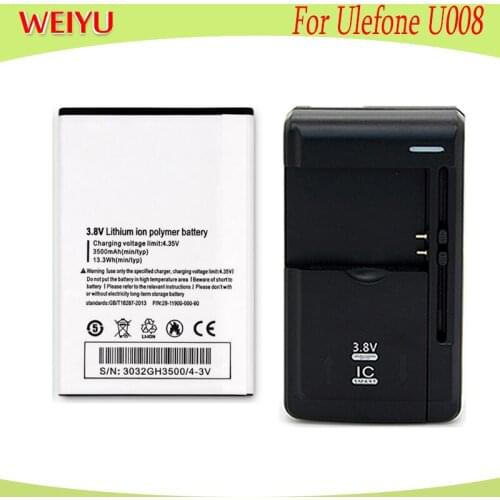 WEIYU 1PCS 3500mAh Large Capacity battery For Ulefone U008 phone Replacement Batteries+Universal Charger For Ulefone U008