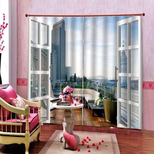 Outside the window High-rise Landscape Architecture Window Curtains Blackout Window Blinds Living room bedroom