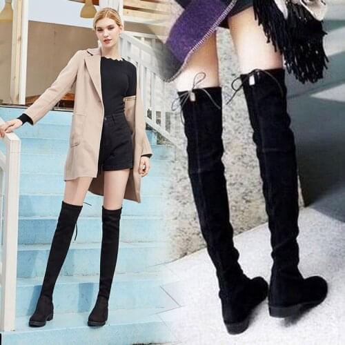 Women boots Over The Knee Boots Lace Up Sexy High Heels Slim Autumn 2021 Woman Shoes Winter Thigh High Boots Suede High Heel