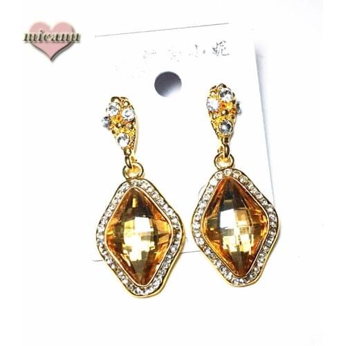 WomenS Earrings Vintage Rhinestone Fashion Crystal Bisuteria Pendientes Color Bow Small Exquisite Temperament Bridesmaid Gift