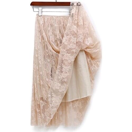 Womens Girls Skirts Spring New 2019 Boutique Embroidery Long Section Skirt High Elastic Waist Gauze Pleated Skirt Wholesale