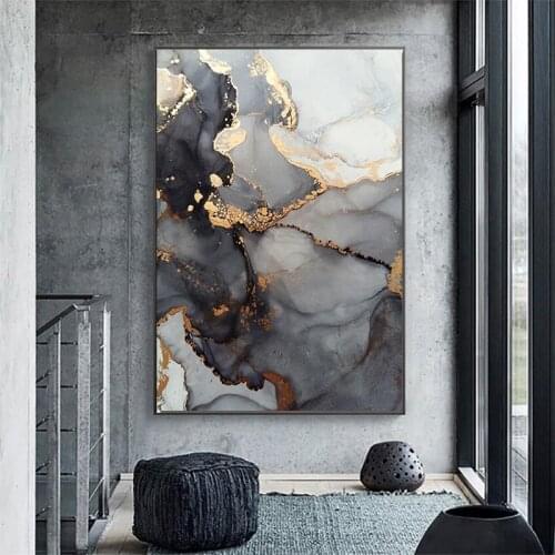 Gold Black Marble Figure Poster Modern Abstract Wall Art Canvas Painting Nordic Prints Living Room Decoration Wall Picture