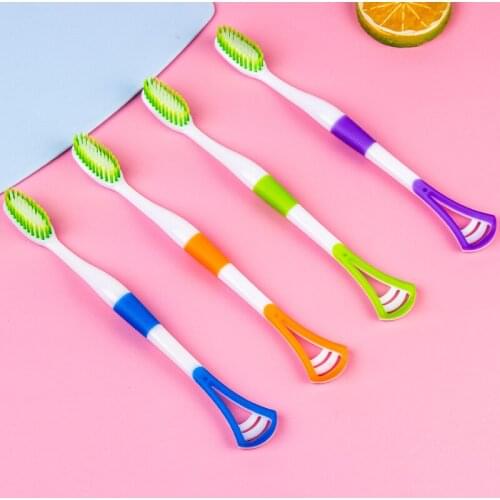 Toothbrush dental mouth cleaning tool oral care two-in-one toothbrush tongue scraper to remove halitosis single package