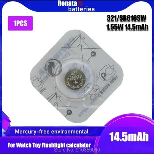 1pc Renata 100% Original 321 SR616SW 1.55V Silver Oxide Watch Battery SR616SW 321 Button Coin Cell MADE IN Swiss