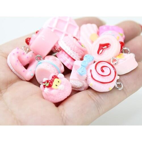 10pcs-- Mixed Resin Simulation Flat back Kawaii Food Charm Pendant For DIY Decoration Neckalce Earring Key Chain Jewelry Making