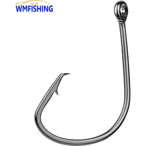 100Pcs/Lot Fishing Hooks Black Color Octopus/Circle Sport Circle Fish Hook Jig Big 1#-5/0# Size Bass Peche Pesca 7381