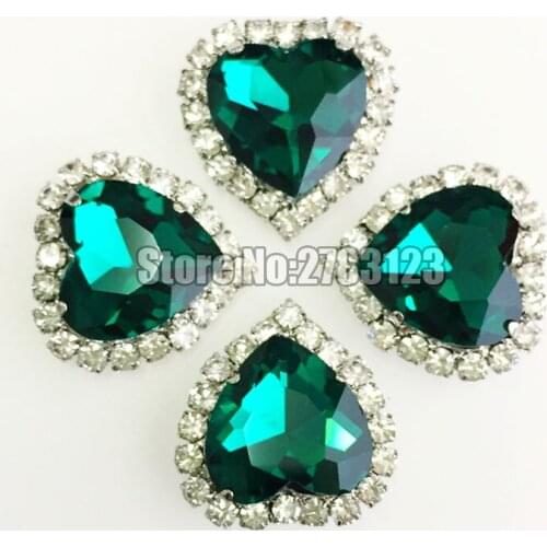 12mm 10pcs/20pcs Malachite green heart shape Crystal buckle, high quality flatback Glass sew on rhinestones diy SKHY15