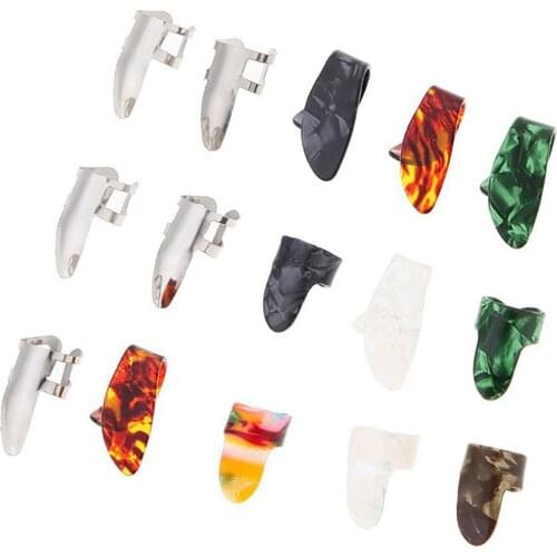 15pcs/Set Celluloid Metal Fingerstall Thumbpicks Fingerpicks Plectrums For Guitar Bass Banjo Accessory
