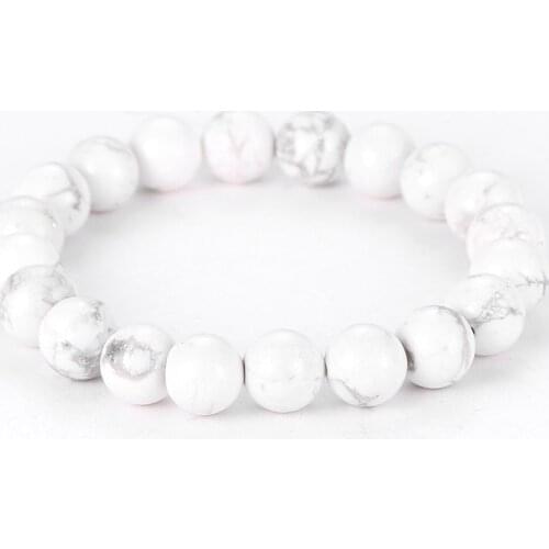 2019 Hot A Grade White Pine Stone 6mm 8mm 10mm 12mm Elastic Beads Bangle Bracelet Fashion Buddha Jewelry Gift for Men Women