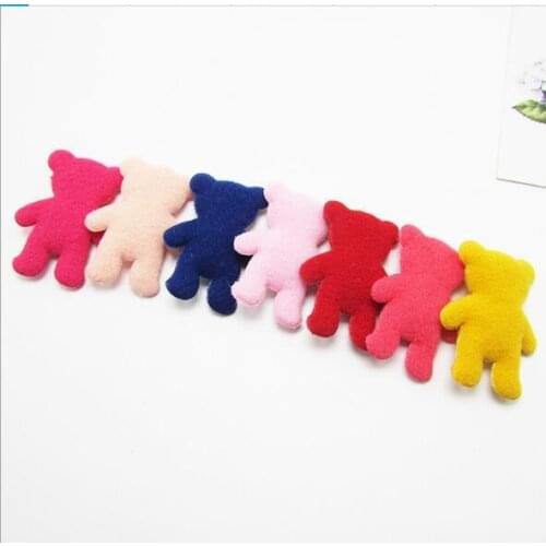 30pcs/lot Padded Double Felt Furry Bear Applique Patches For Clothing Sew On Cloth Stickers Decoration, DIY Hair Accessories
