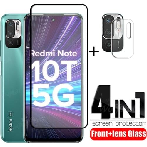 4-in-1 For Xiaomi Redmi Note 10T 5G Glass For Redmi Note 10T 5G HD Full Cover Screen Protector For Redmi Note 10T 5G Lens Glass