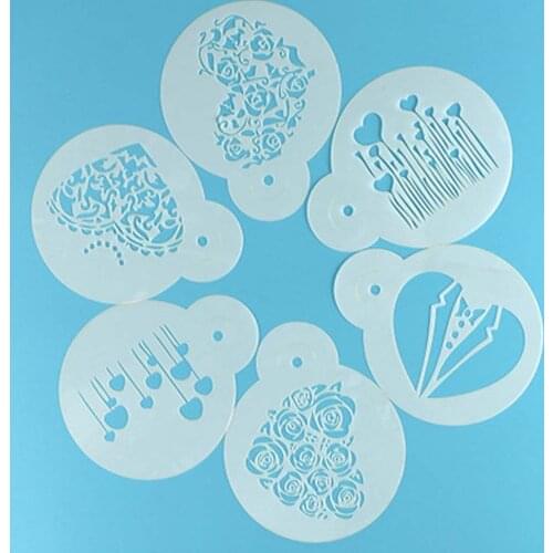 6pc Rose Flower Cake Embossed Mold Baking Decorating Stencil Spraying Die