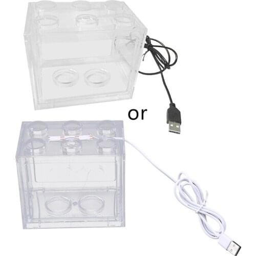 USB Mini Aquarium Fish Tank with LED Lamp Light Home Office Desktop Tea Table Decoration Accessories