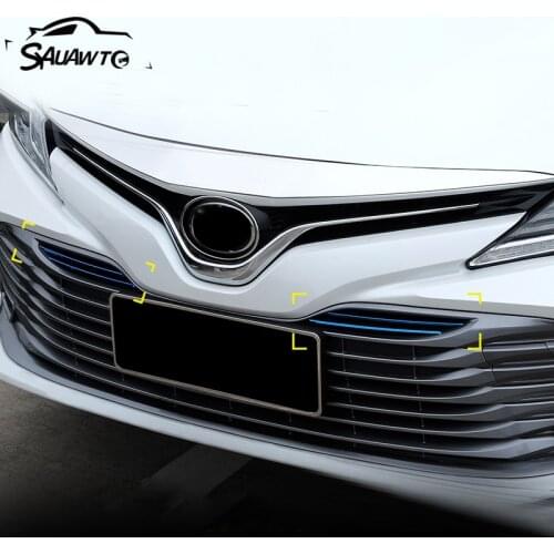 For Toyota Camry 70 XV70 2018 2019 2020 Stainless Steel Car Front Racing Grille Molding Lid Middle Net Covers Vent Trims Strip