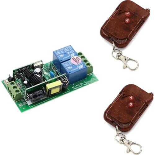 Best Quality AC85V-250V 2CH RF Wireless Remote Control Switches Receiver and 2pcs Transmitters With Learning Code 433 /315mhz