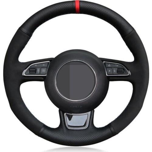 Car Steering Wheel Cover Black Genuine Leather For Audi A1 8X A3 8V Sportback A4 B8 Avant A5 8T A6 C7 A7 G8 A8 D4 Q3 8U Q5 8R