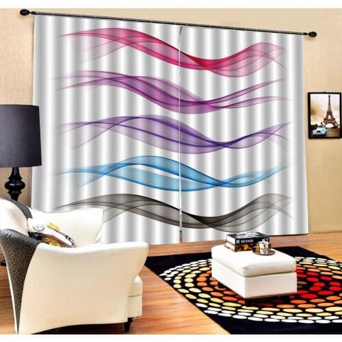 Photo wave curtains Blackout Window Drapes Luxury 3D Curtains For Living room Bed room Office Hotel Home