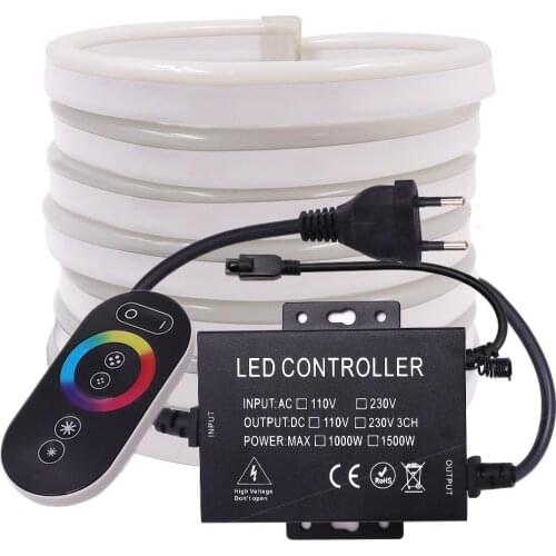 RGB Neon Light EU 220V Flexible Neon LED Strip Outdoor Waterproof Neon Rope Light 5050 RGB Neon Ribbon Tape With Remote Control