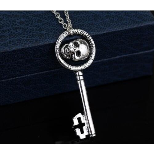 Necklace From Once Upon a Time The Evil Queens Skeleton Skull Key pendant Necklace Charms Pendants Collier for female men