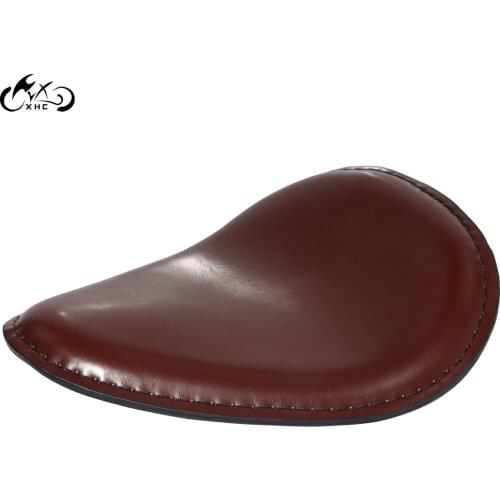 Brown Driver Leather Solo Seat For Harley Dyna Fat Bob FXDF Sportster 883 1200 Honda Yamaha Kawasaki Suzuki Bobber Chopper