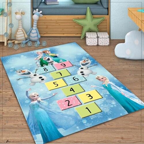 Elsa And Anna Themed Hopscotch 13 Patterned Carpet ,Non Slip Floor Carpet,Teens Carpet,Turkish Rug
