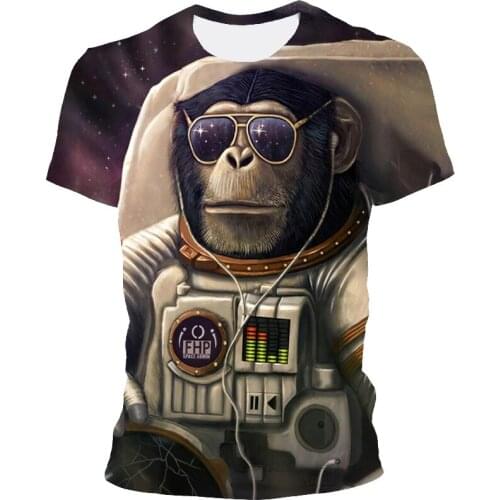 Hot-selling mens summer 3D three-dimensional printing hip-hop T-shirt cartoon material moving top unisex fashion O-neck T-shirt