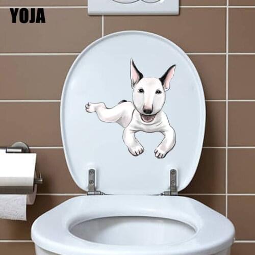 YOJA 21.2*23.7CM Animal Dog Toilet Decal Wall Sticker BedRoom Home Decor Funny Cartoon T3-0678