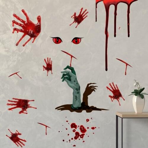 2021 DIY Horror Halloween Handprint Stickers Window Wall Door Floor Decal Stickers DIY Halloween Party Decoration