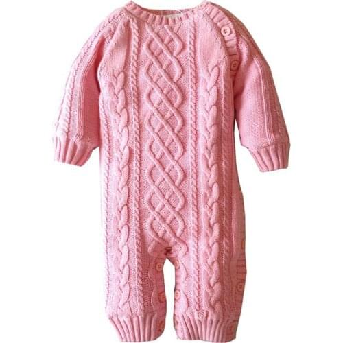 New O-Neck Warm Jumpsuit Red Overalls Tee Solid Thick Cotton Winter&Autumn Baby Rompers Newborn Boys Girls Clothes CL0735