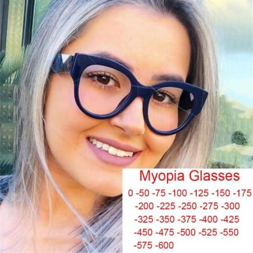 Oversized Myopia Glasses Women Italy Brand Designer Anti-Reflective Blue Light Blocking Computer Glasses Optical Degree -1 -2 -6