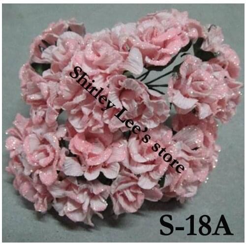 Wholesale--120 bunches Glittered paper flowers--mini open rose for scrapbook ,mini dry look ROSE (Free Shipping by Express)