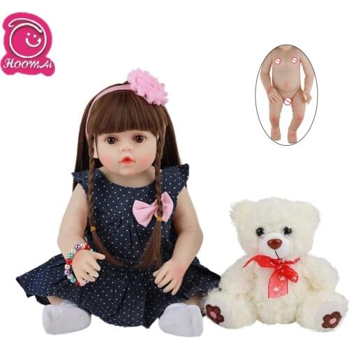 Realistic Newborn Baby 18 '' Full Silicone Body Lifelike Bebe Reborn Dolls For Children Birthday Gift Toy