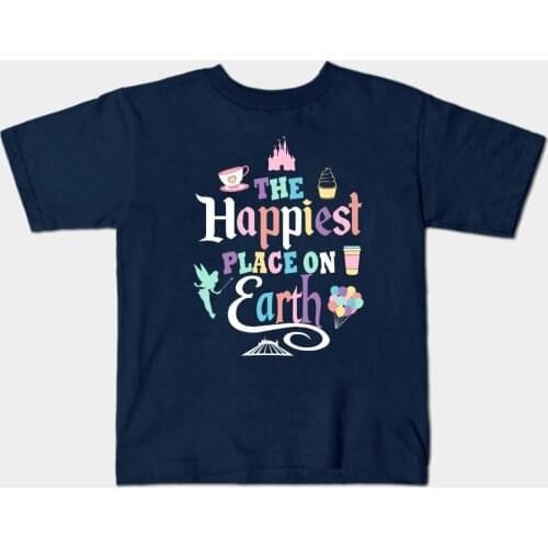 The Happiest Place on Earth T-shirt Castle World Kids T Shirt Coloful Magic Kingdom Tee Children Summer Clothes Boys Girls Tees