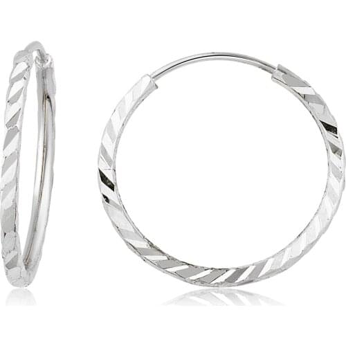 14k Pen Hoop Earrings White (3. Model 2. Size) W4E35034