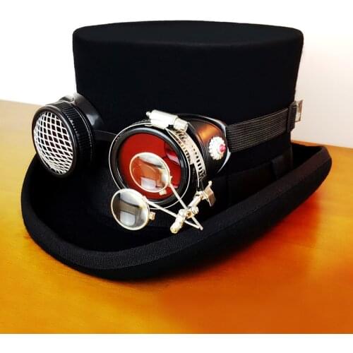 GEARDUKE Steampunk Hat Gear Glasses Gothic Victorian Cosplay Fedora Top Heawear