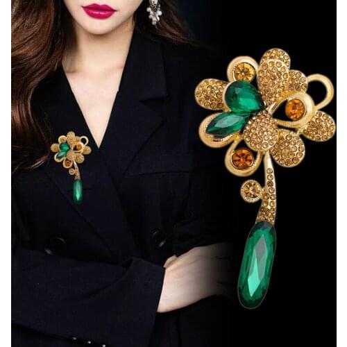 Cute Brooches for Women Luxury Bling Zircon Waterdrop Brooch Pin Suit Scarf Decoration Jewelry Broche