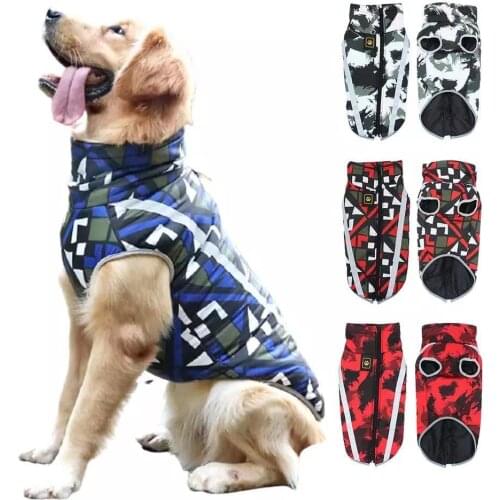 Windproof and Waterproof Dog Jacket, Reflective Winter Dog Jacket with Zipper Closure, Down Warm Jacket for Pets In Cold Weather