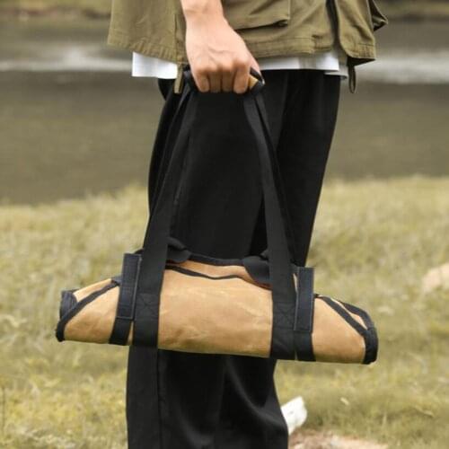 Waterproof Firewood Log Carrier Bag Wax Canvas Wood Fireplace Accessories
