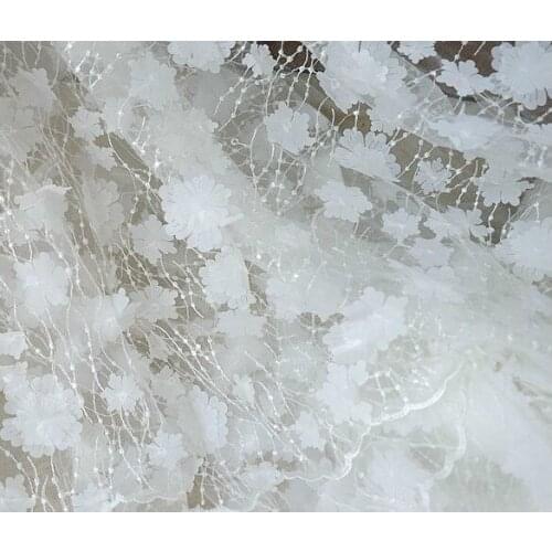 Embroidered 3D Flower Lace Fabric 150CM Wide High-end Wedding Dress Gown Veil DIY Clothes Accessories