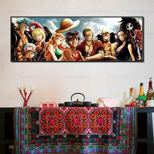 Japanese anime one piece straw hat pirate canvas painting posters and prints wall art print canvas kids gifts home decoration