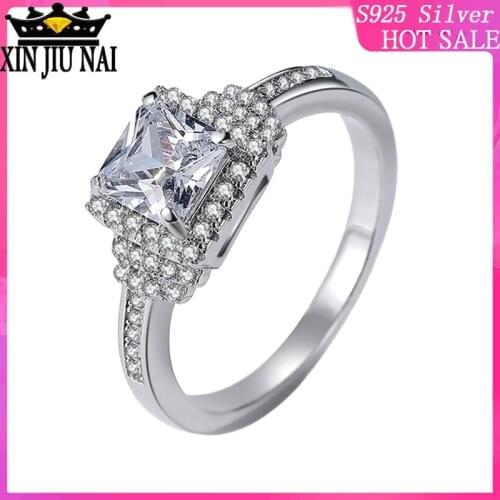 925 sterling silver new Quadrate Diamond Princess Ring with High Carbon Special-Shaped Zircon Jewelry diamond rings for women