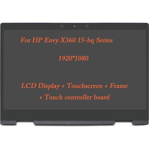 For HP Envy X360 15-bq serie 15.6" 1080P LCD TouchScreen Digitizer Assembly+Frame LP156WF9-SPL1 bq102ng bq075nr bq100nl Laptop