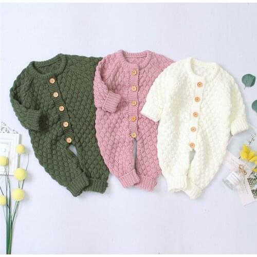 Winter Infant Baby Girl Boy Warm Clothes Knitted Sweater Romper Fall Auumn Wool Overall Warm Outfit