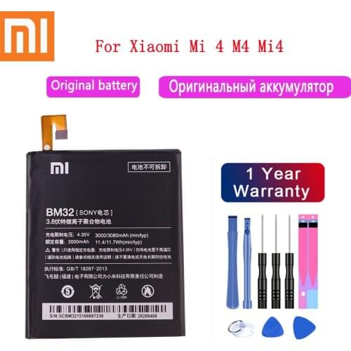 100% XiaoMi High Quality Replacement Original Batteries For Xiaomi Mi 4 M4 Mi4 BM32 Genuine Phone Battery 3080mAh